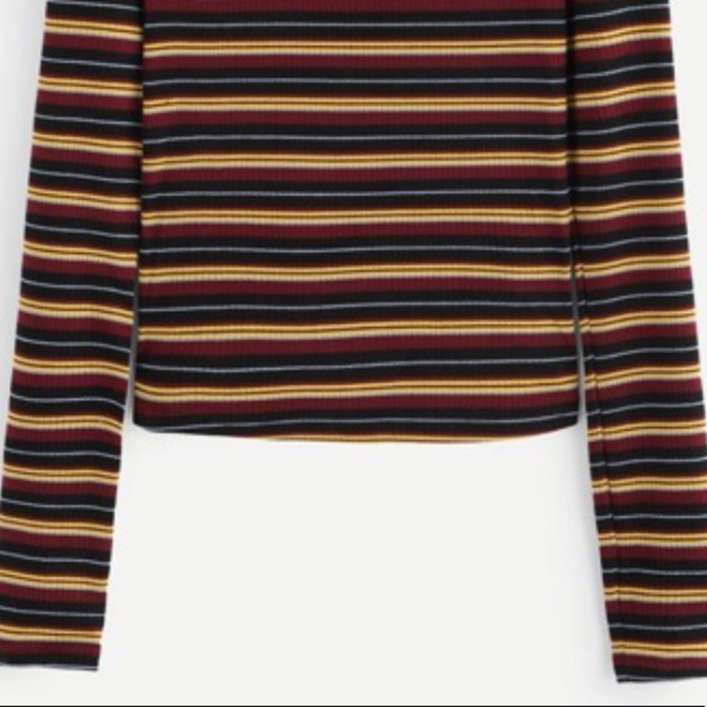 Multi-color Striped Ribbed Tee - Picture 2 of 4